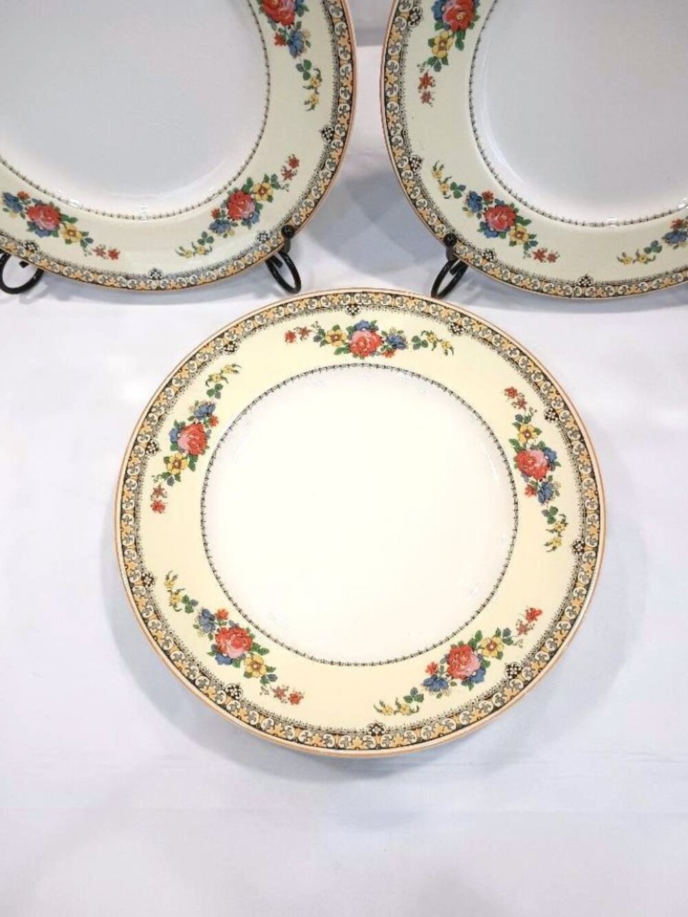 Vintage Myott English Garden Porcelain 8 Plates 1930s Staffordshire ENGLAND 9"